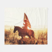Couverture Polaire Cowboy Portrait USA Flag Thème. (Devant (Horizontal))