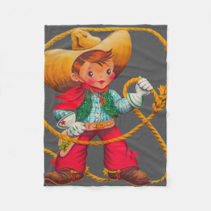 Couverture Polaire Cowboy Retro Boy Child Cute Western