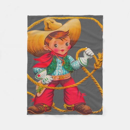 Couverture Polaire Cowboy Retro Boy Child Cute Western (Devant)