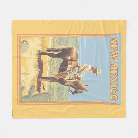 Couverture Polaire Cowboy (vue de côté) Nouveau Mexique (Devant (Horizontal))