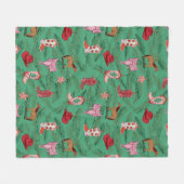 Couverture Polaire Cowgirl Christmas Yeehaw Fleece Blanche (Devant (Horizontal))