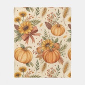 Couverture Polaire Cozy Autumn Pumpkin and Sunflower Pattern (Devant)