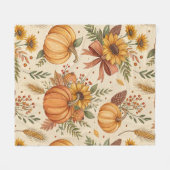Couverture Polaire Cozy Autumn Pumpkin and Sunflower Pattern (Devant (Horizontal))