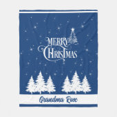Couverture Polaire Cozy Christmas Grandma Blue White (Devant)