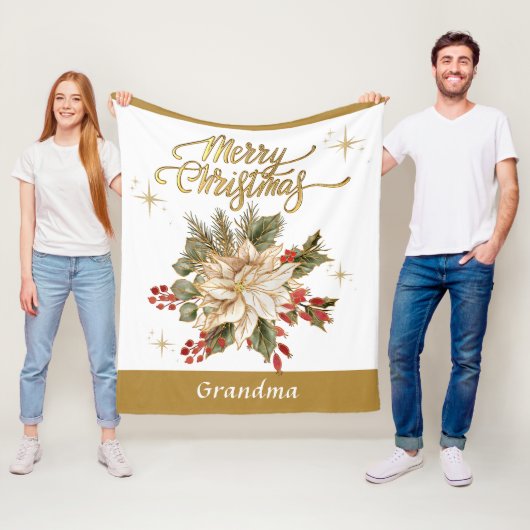 Couverture Polaire Cozy Grandma Merry Christmas  (En situation)