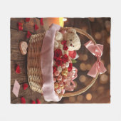 Couverture Polaire Cozy Teddy Rose Basket Romantic Valentine (Devant (Horizontal))