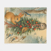 Couverture Polaire Cozy woodland bunny christmas warm winter festive (Devant (Horizontal))
