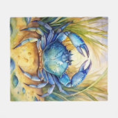 Couverture Polaire Crabe bleu sur une plage (Devant (Horizontal))