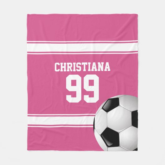 Couverture Polaire Cranberry rose et White Stripes soccer (Devant)