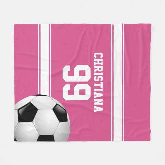 Couverture Polaire Cranberry rose et White Stripes soccer (Devant (Horizontal))