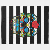 Couverture Polaire Crâne à sucre mexicain avec bandes noires (Devant (Horizontal))