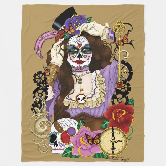 Couverture Polaire Crâne à sucre Steampunk (Devant)