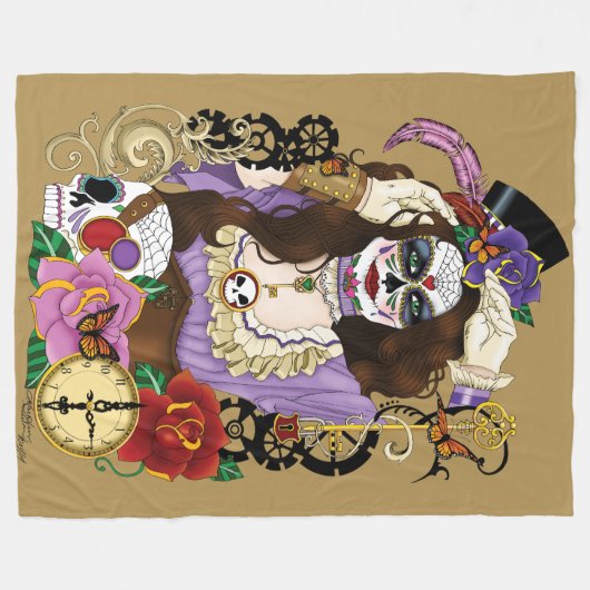 Couverture Polaire Crâne à sucre Steampunk (Devant (Horizontal))