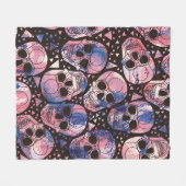 Couverture Polaire Crâne avec ornement polygonal. Halloween. Inséable (Devant (Horizontal))