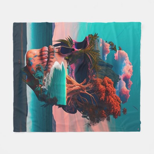 Couverture Polaire Crâne Coloré (Devant (Horizontal))