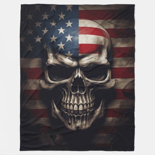 Couverture Polaire Crâne de drapeau américain  (Devant)