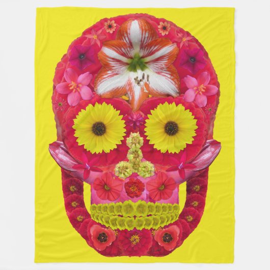 Couverture Polaire Crâne de fleurs 6 (Devant)