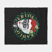 Couverture Polaire Crâne de Frida Kahlo | avec la couronne rose (Devant (Horizontal))