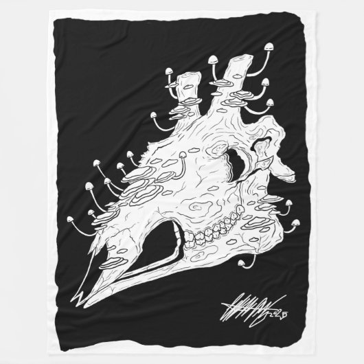 Couverture Polaire Crâne de girafe noir et blanc (Devant)