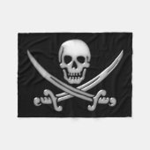 Couverture Polaire Crâne de pirate et os croisés avec épée (Devant (Horizontal))