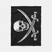 Couverture Polaire Crâne de pirate et os croisés avec épée (Devant)
