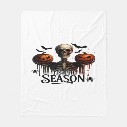 Couverture Polaire Crâne de squelette d'Halloween (Devant)