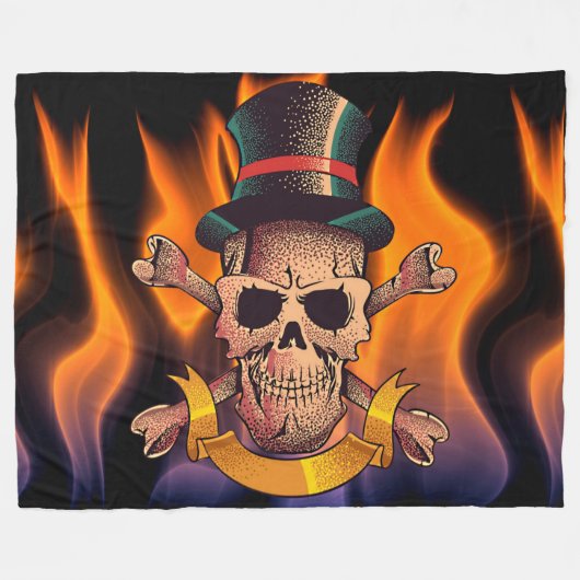 Couverture Polaire Crâne en Feu (Devant (Horizontal))