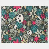 Couverture Polaire Crâne en fleurs (Devant (Horizontal))