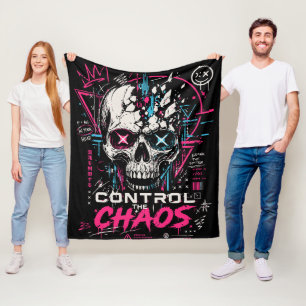 Couverture Polaire Crâne esthétique Chaos Néon A