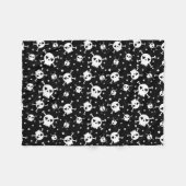 Couverture Polaire Crâne et os croisés noir Sherpa Fleece Blanche (Devant (Horizontal))