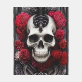 Couverture Polaire Crâne foncé et gothique et Rose (Devant)