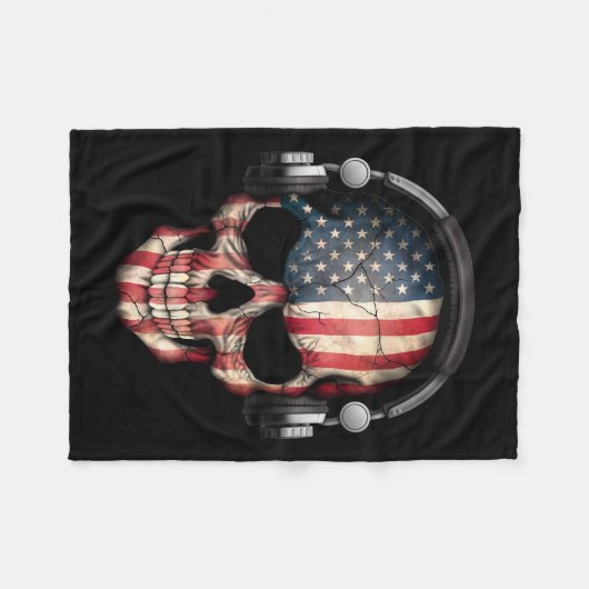 Couverture Polaire Crâne personnalisable du DJ d'Américain avec des (Devant (Horizontal))