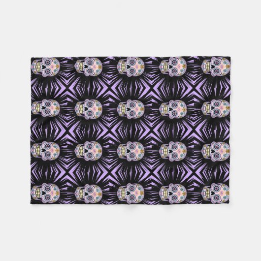 Couverture Polaire Crâne pourpre de sucre (Devant (Horizontal))