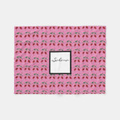 Couverture Polaire Crâne rouge cerise fleurit (Devant (Horizontal))