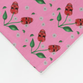 Couverture Polaire Crâne rouge cerise fleurit (Coin)