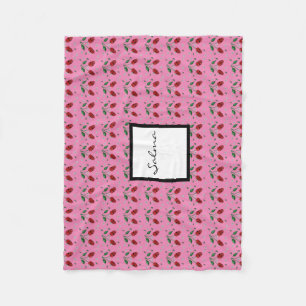Couverture Polaire Crâne rouge cerise fleurit