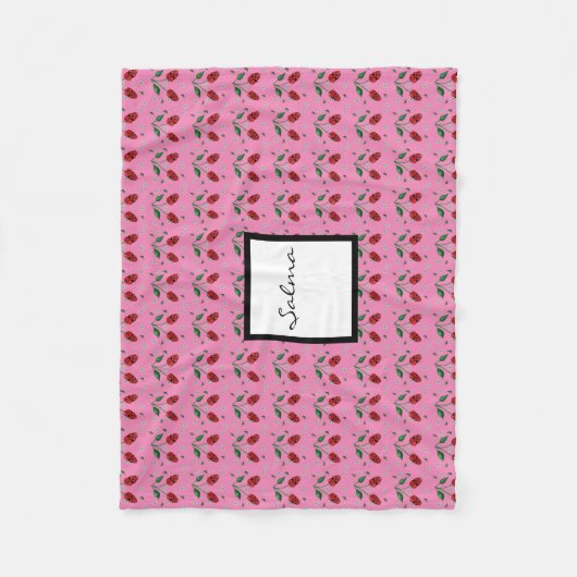 Couverture Polaire Crâne rouge cerise fleurit (Devant)