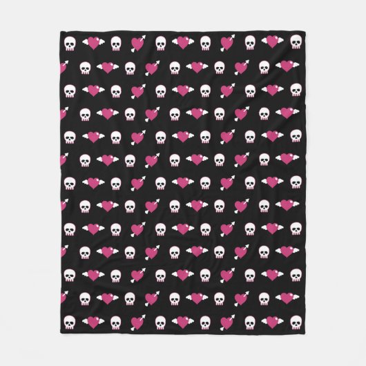 Couverture Polaire Crânes et coeurs (Devant)