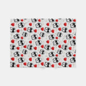 Couverture Polaire Crânes et Coeurs rouges Motif Halloween (Devant (Horizontal))