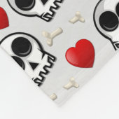 Couverture Polaire Crânes et Coeurs rouges Motif Halloween (Coin)