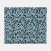 Couverture Polaire Crânes, et coeurs sur l'arrière - plan noir 2 (Devant (Horizontal))