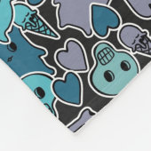 Couverture Polaire Crânes, et coeurs sur l'arrière - plan noir 2 (Coin)