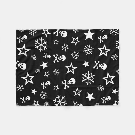 Couverture Polaire Crânes et flocons de neige (Devant (Horizontal))