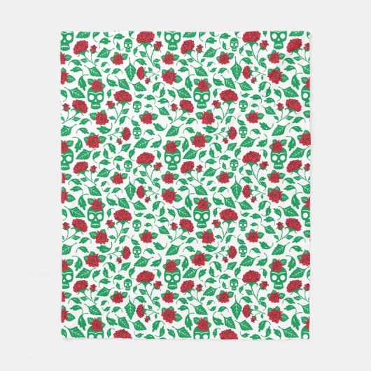 Couverture Polaire Crânes et roses de Frida Kahlo | (Devant)