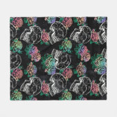 Couverture Polaire Crânes et Roses Ombre | Gothique Glam Pastel Grung (Devant (Horizontal))