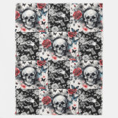 Couverture Polaire Crânes et Vintages volvers Floral (Devant)