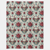 Couverture Polaire Crânes gothiques et roses rouges (Devant)