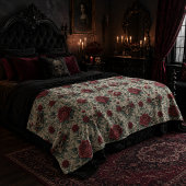 Couverture Polaire Crânes gothiques et roses rouges