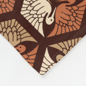 Couverture Polaire Cranes japanese, Tan, Rust & Chocolate Brown (Coin)