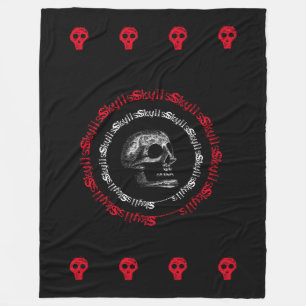 Couverture Polaire Crânes noirs et blancs/gris/rouge